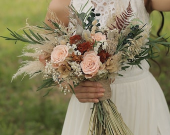 Boho Bridal Bouquet: Preserved Flowers, Dried Wedding Bouquet