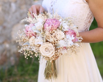 Peony bouquet flower wedding boho bouquet spring wedding bouquet dried bridal flower bouquet boho bridal shower bouquet summer bouquet