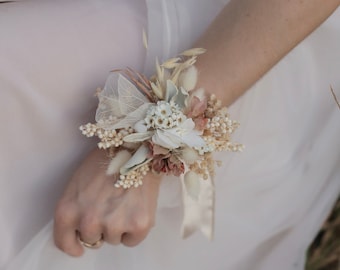 Corsage, Dried Flowers Corsage, Wedding Corsage, Beige Corsage, Bridesmaid Corsage, Boho Corsage, Corsages, Bridal Corsage,Cream Corsage