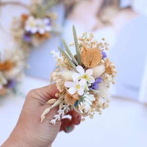 Dried Flower Corsage: Beige Cream Boho Wedding Bridal Corsage