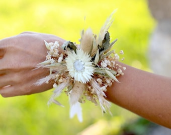 Corsage Dried Flowers Boho Corsage Wedding Corsage Beige Corsage, Bridesmaid Corsage, Boho Corsage, Corsages, Bridal Corsage,Cream Corsage