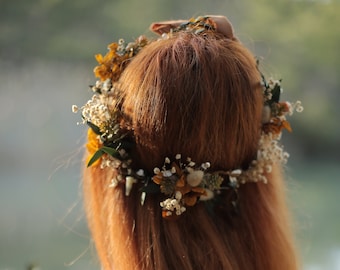 Bridal Headpiece,Wedding Headpiece,Bridal Hair Piece,Cleopatra Headpiece,Bridal Tiara,Dried Flower Crown,Wedding Hair Comb,Boho Bridal Crown