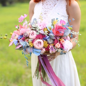 Colorful bouquet flower wedding boho bouquet spring wedding bouquet dried bridal flower bouquet boho bridal shower bouquet summer bouquet