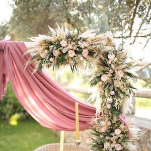 Rosa cipria, fiore ad arco, accessori per matrimonio, arco nuziale, fiore nuziale, fiore nuziale, arco boho, bouquet nuziale, decorazioni per matrimonio