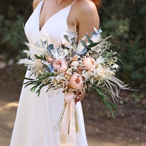 Pfingstrose Bouquet, Brautstrauß, Braut-Accessoires, Hochzeitsstrauß, Hochzeitsblume, Brautblume, Boho-Brautstrauß, getrockneter Brautstrauß