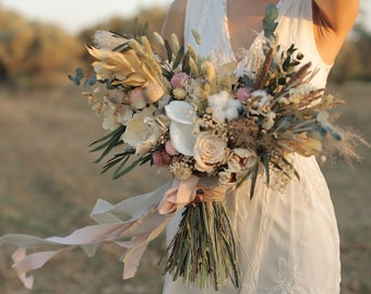 Bridal bouquet, bridal accessories, wedding bouquet, wedding flower, boho bridal bouquet, dried bridal bouquet, wedding accessories