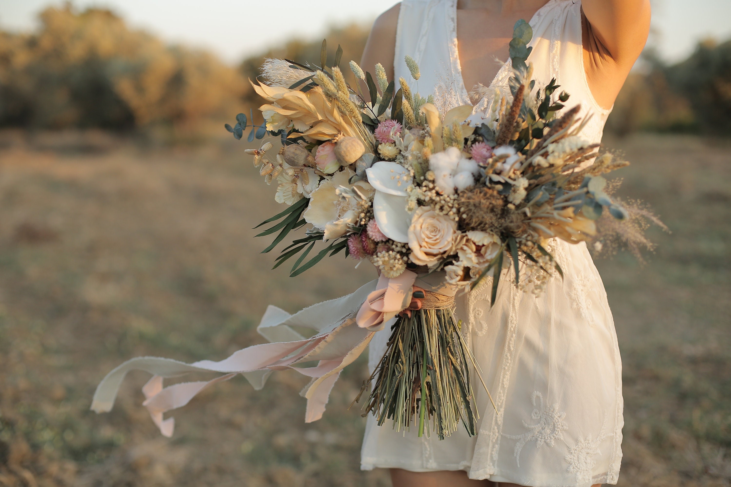 Boho Dried Bridal Bouquet