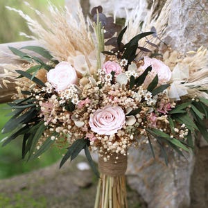Blush Pink Bridal Bouquet | Dried Flower Boho Wedding Bouquet image 14