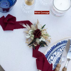 Burgundy Rose Bridal Bouquet | Dried Boho Wedding Flowers image 7