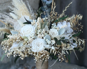 Neutral Off-White Bridal Bouquet | Dried Flowers