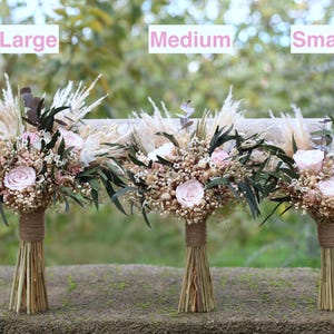 Blush Pink Bridal Bouquet | Dried Flower Boho Wedding Bouquet image 4