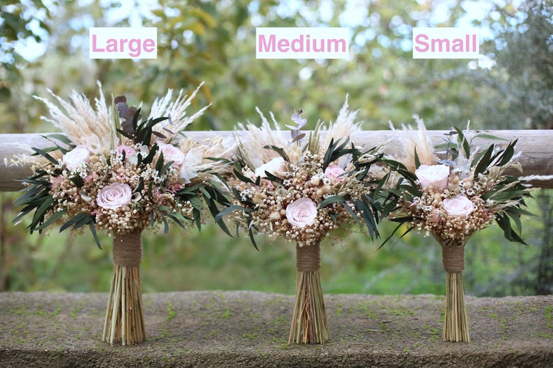 Blush Pink Bridal Bouquet | Dried Flower Boho Wedding Bouquet image 4