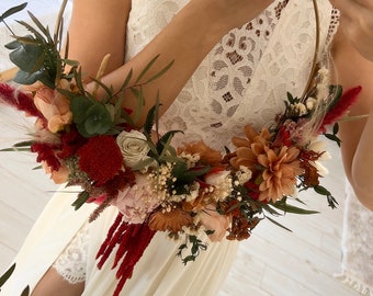 Hoop Bouquet, Bridal bouquet, bridal accessories, wedding bouquet, wedding flower, bridal flower, boho bridal bouquet, dried bridal bouquet