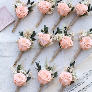 Salmon Wedding Boutonniere Boho Buttonhole Flower