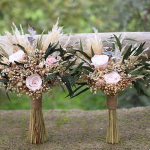 Blush Pink Bridal Bouquet | Dried Flower Boho Wedding Bouquet image 15