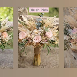 Blush Pink Bridal Bouquet | Dried Flower Boho Wedding Bouquet image 6