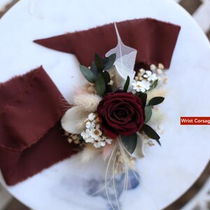 Burgundy Rose Bridal Bouquet | Dried Boho Wedding Flowers image 10