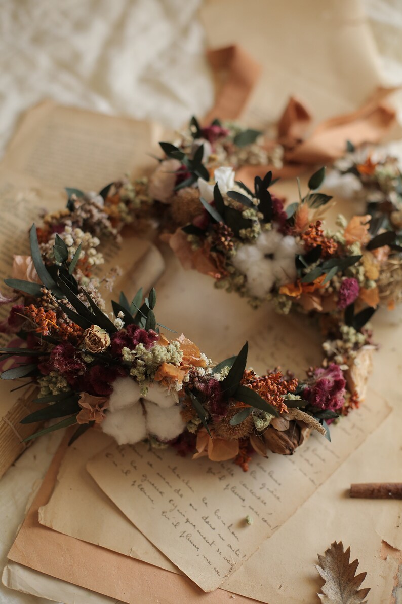 Boho Crown Wedding Crown Bridal Hair Piece Boho Bridal Crown Dried Flower Crown Wedding Hair Crown Bridal Accessory Wedding accessory image 2