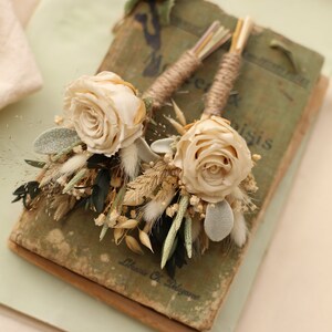 White Boutonnière, %100 Dried Boutonniere, Preserved Rose, Ivory Boutonnière, Boutonniere, Groom Boutonniere, Boho Boutonniere, Buttonhole image 10