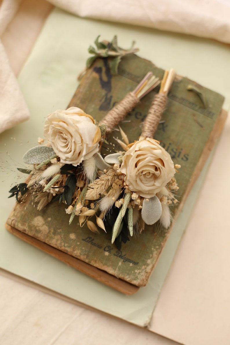 White Boutonnière, %100 Dried Boutonniere, Preserved Rose, Ivory Boutonnière, Boutonniere, Groom Boutonniere, Boho Boutonniere, Buttonhole image 10