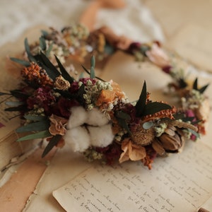 Boho Crown Wedding Crown Bridal Hair Piece Boho Bridal Crown Dried Flower Crown Wedding Hair Crown Bridal Accessory Wedding accessory image 5