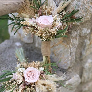 Blush Pink Bridal Bouquet | Dried Flower Boho Wedding Bouquet image 16