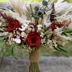 Dark Red Bridal bouquet, bridal accessories, wedding bouquet, wedding flower, bridal flower, boho bridal bouquet, dried bridal bouquet