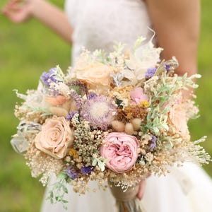 Pfingstrose Bouquet, Brautstrauß, Braut-Accessoires, Hochzeitsstrauß, Hochzeitsblume, Brautblume, Boho-Brautstrauß, getrockneter Brautstrauß