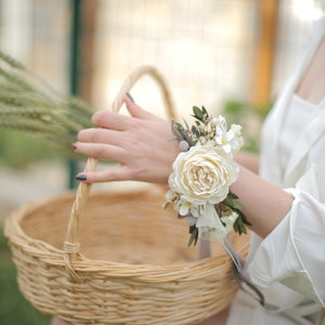 Dried Flower Corsage: Beige Cream Wedding Bridal Corsage