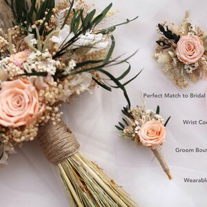 Blush Pink Bridal Bouquet | Dried Flower Boho Wedding Bouquet image 8