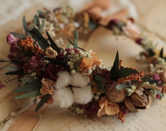 Boho Crown Wedding Crown Bridal Hair Piece Boho Bridal Crown Dried Flower Crown Wedding Hair Crown Bridal Accessory Wedding accessory