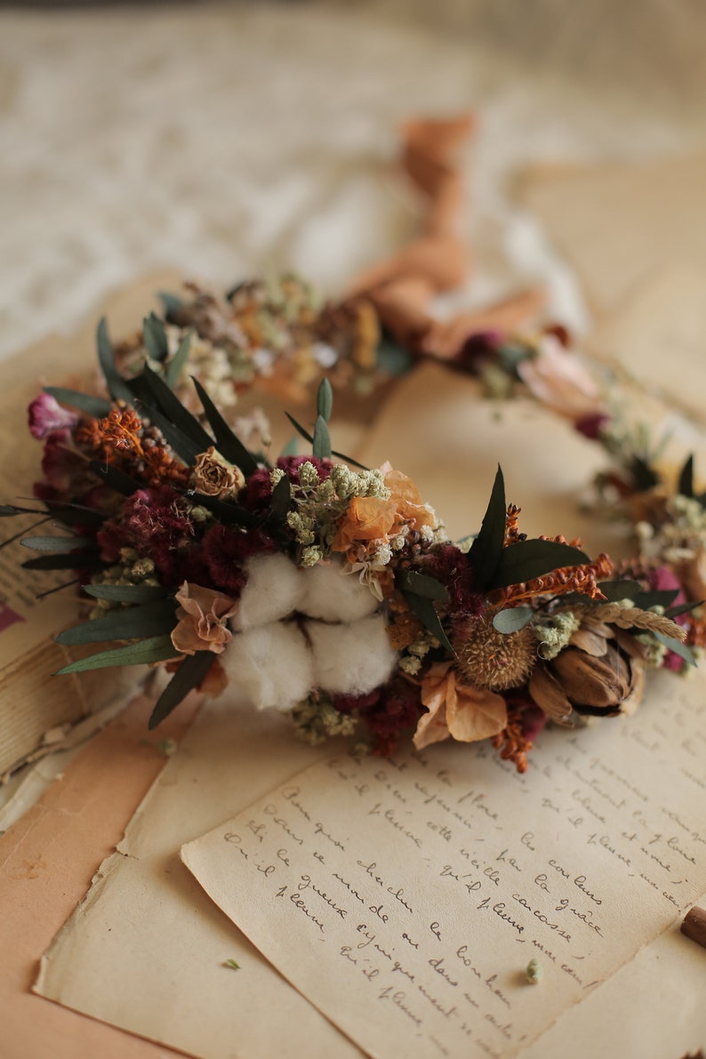 Boho Crown Wedding Crown Bridal Hair Piece Boho Bridal Crown Dried Flower Crown Wedding Hair Crown Bridal Accessory Wedding accessory image 1