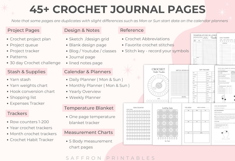 Printable Crochet Journal PDF – Project Tracker, Yarn Stash & Planner ...