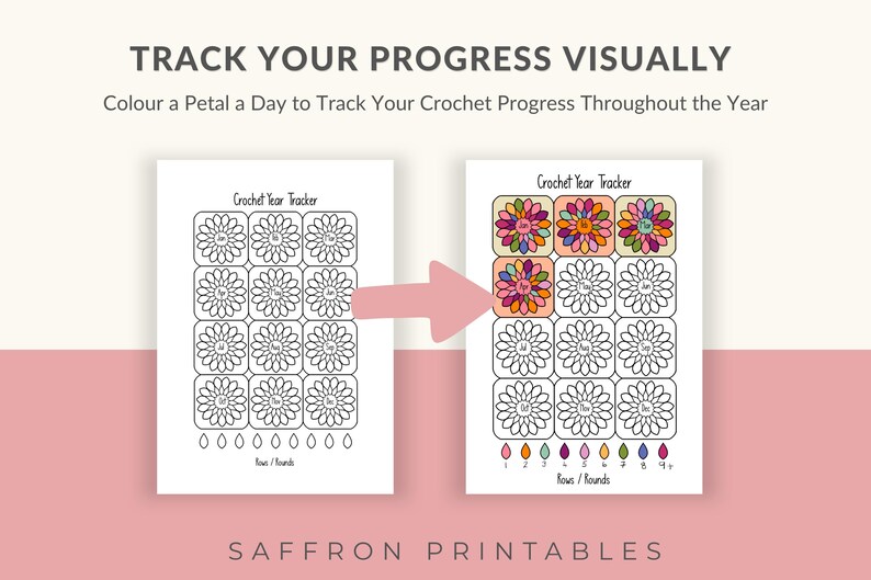 Yearly Crochet Habit Tracker Printable: Floral Blanket Design (PDF Download, US Letter Size Only ...
