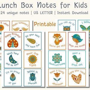 Lunch Box Notizen für Kinder druckbar, positive Affirmationen für Kinder, druckbare Back To School Lunchbox Notizvorlagen in leuchtenden Herbstfarben