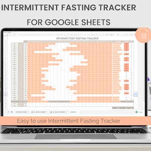 Intermittent Fasting Tracker Google Sheets Spreadsheet | Clean Neutral Aesthetic 2023,  | Instant Download