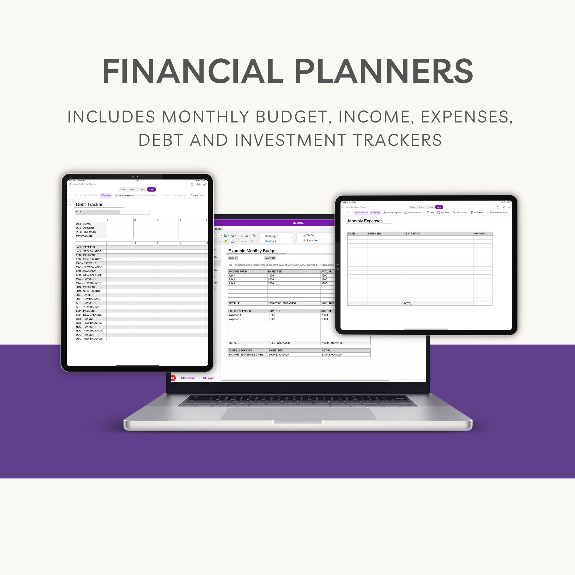 Undated Onenote Planner, Onenote Digital Planner, Onenote Template