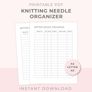 Knitting Needle Organizer Printable PDF • Knitting Planner & Journal Insert • A4 A5 Letter • Digital Download