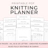 Knitting Planner and Journal Pdf | Digital Download Printable Project ...