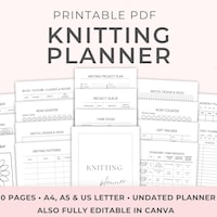 Knitting Planner and Journal Pdf | Digital Download Printable Project ...