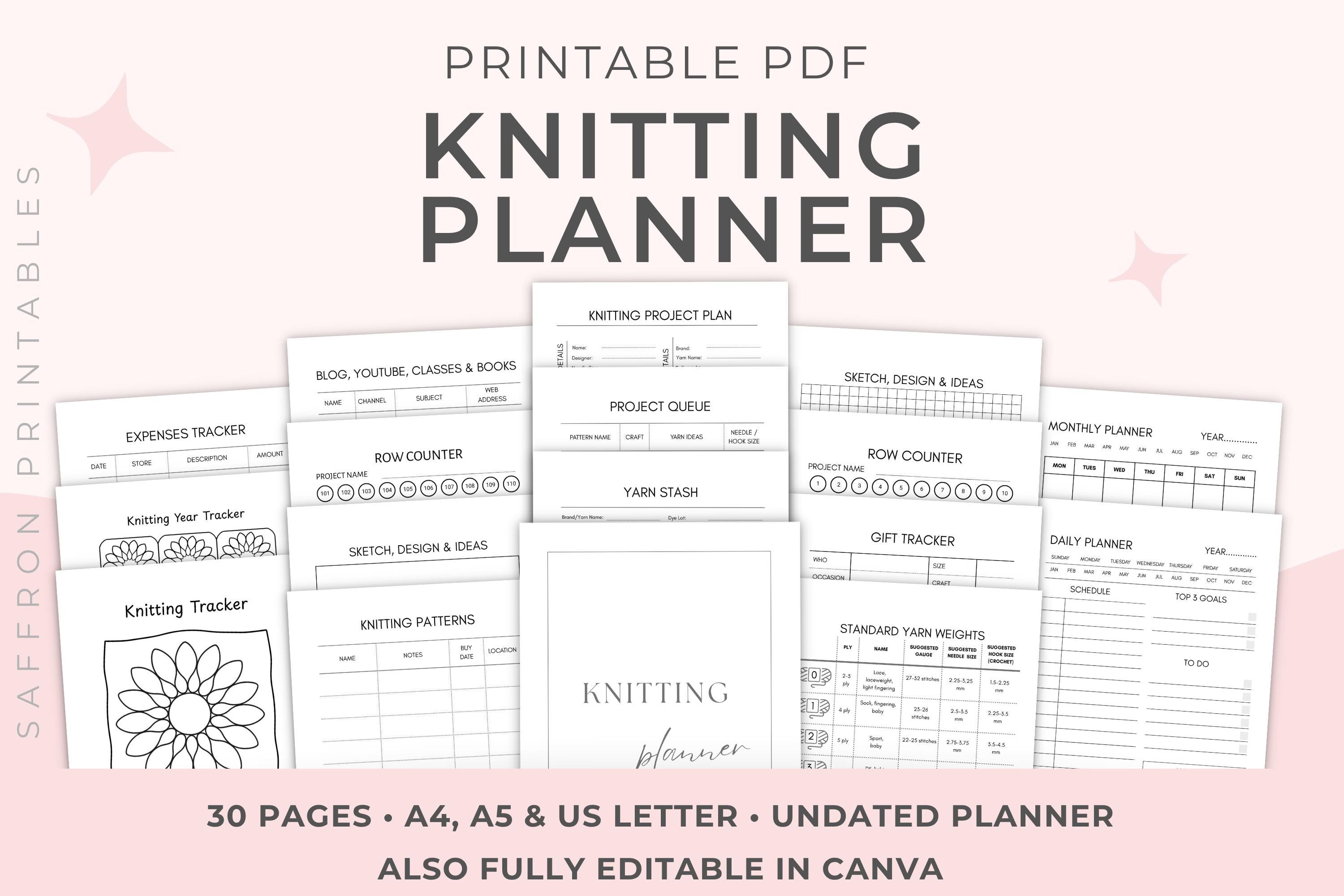 Printable Knitting Planner - Yarn & Needle Stash, Journal, Project ...
