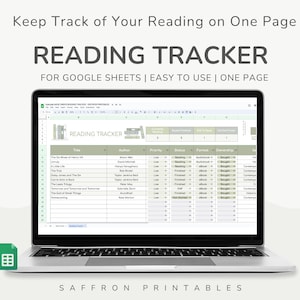 Foglio di calcolo per il monitoraggio della lettura per Fogli Google: organizza il tuo registro dei libri, l&#39;agenda, l&#39;elenco TBR, i diari degli eBook e degli audiolibri in un unico modello semplice