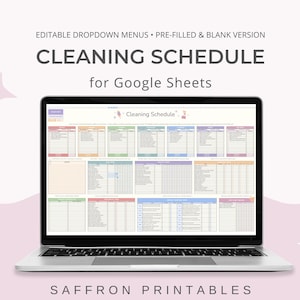 Google Sheets Cleaning Schedule Spreadsheet | Editable Weekly & Monthly Cleaning Checklist with Dropdowns and Pre-Filled Tasks