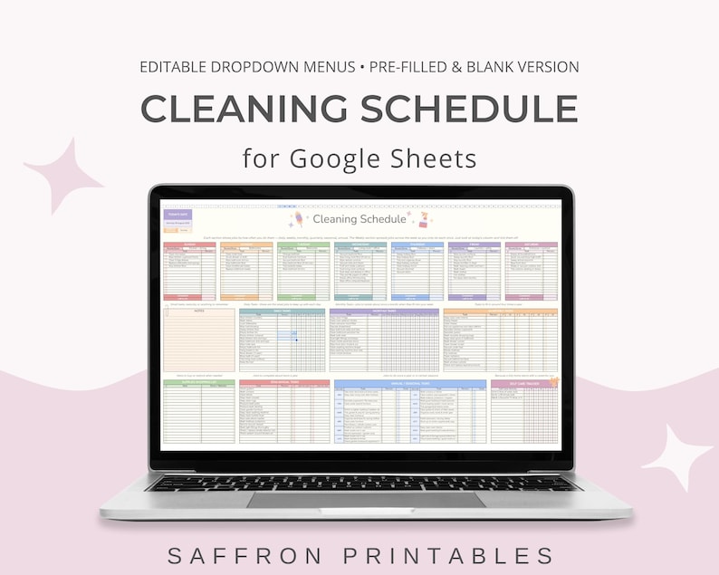 Cleaning Schedule Google Sheets Template – Editable Checklist With ...