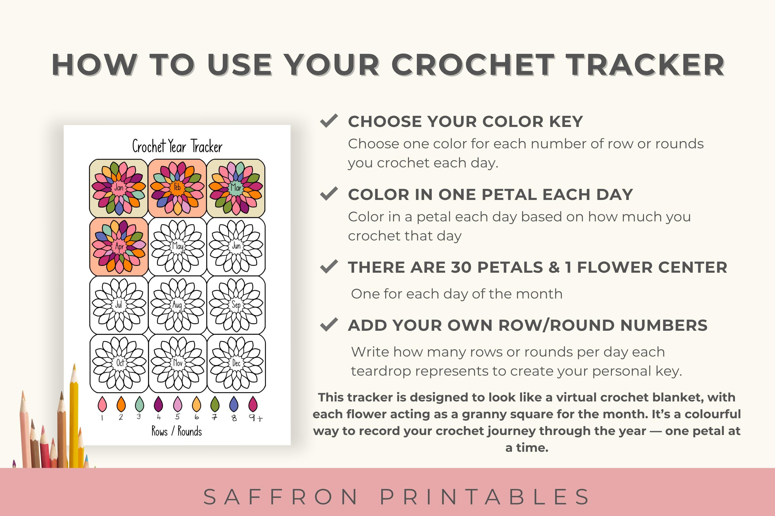 Yearly Crochet Habit Tracker Printable: Floral Blanket Design (PDF Download, US Letter Size Only ...