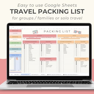 Travel Packing List for Google Sheets in Rainbow Colors. Editable Packing Checklist for Both Group and Solo Travel. Ideal Vacation Planner