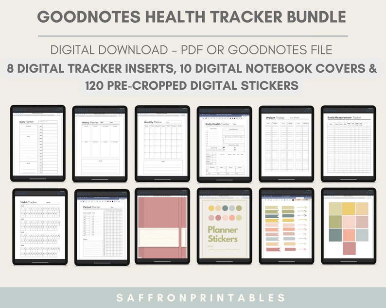 Goodnotes Planner Health and Wellness Inserts Bundle With 120 Etsy