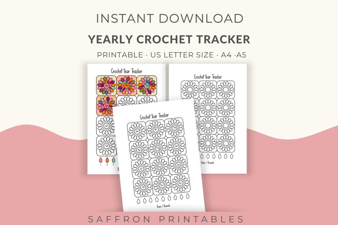 Yearly Crochet Habit Tracker Printable: Floral Blanket Design (PDF Download, US Letter Size Only ...