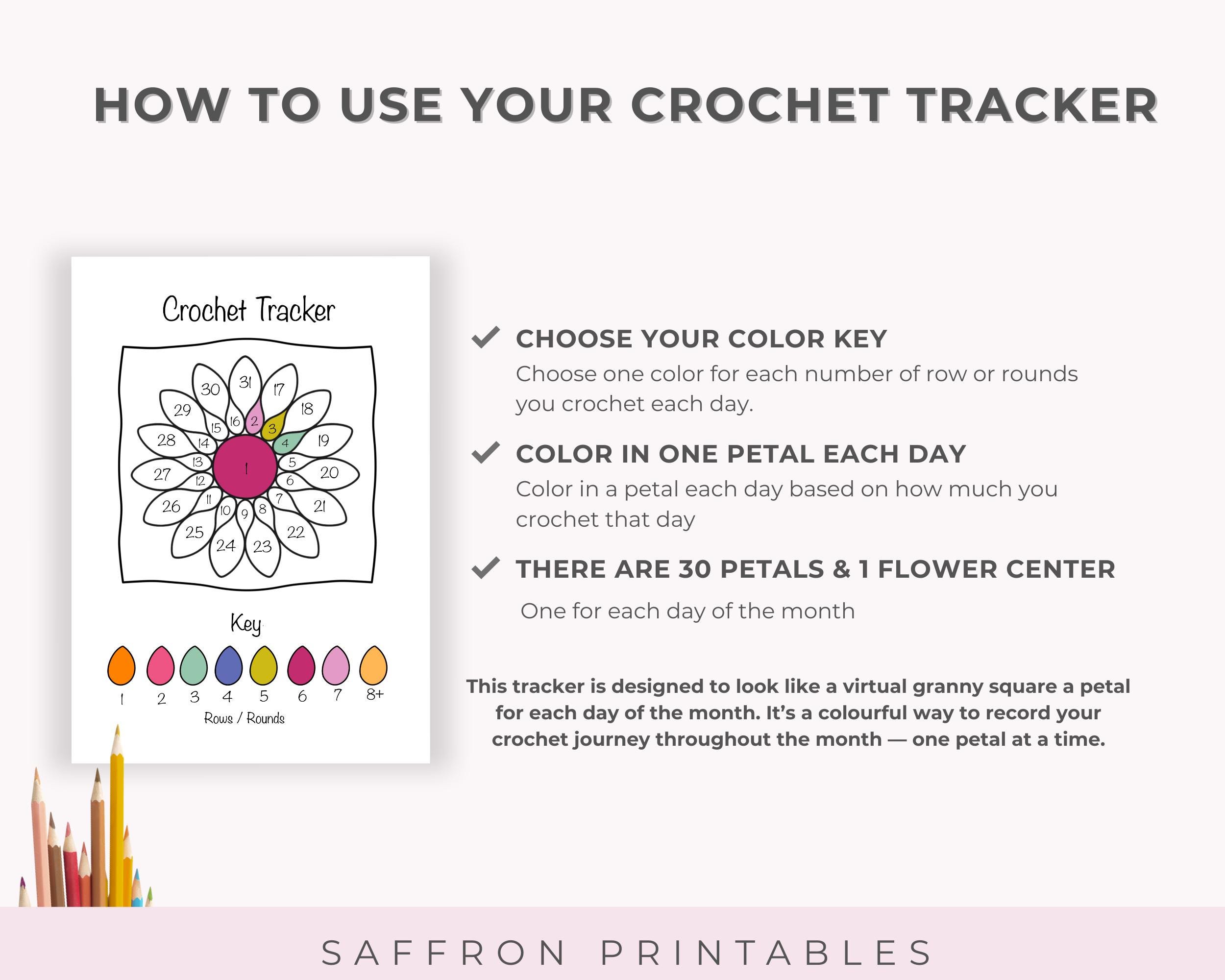 Crochet Tracker Journal Page – Printable PDF for Rows, Rounds & 31-day ...