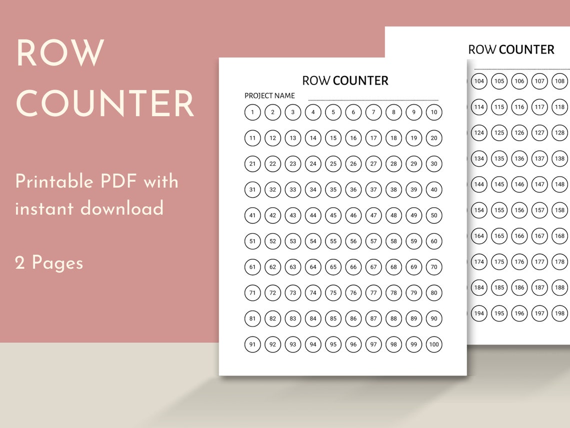 Printable Row Counter for Knitting and Crochet. Printable PDF - Etsy